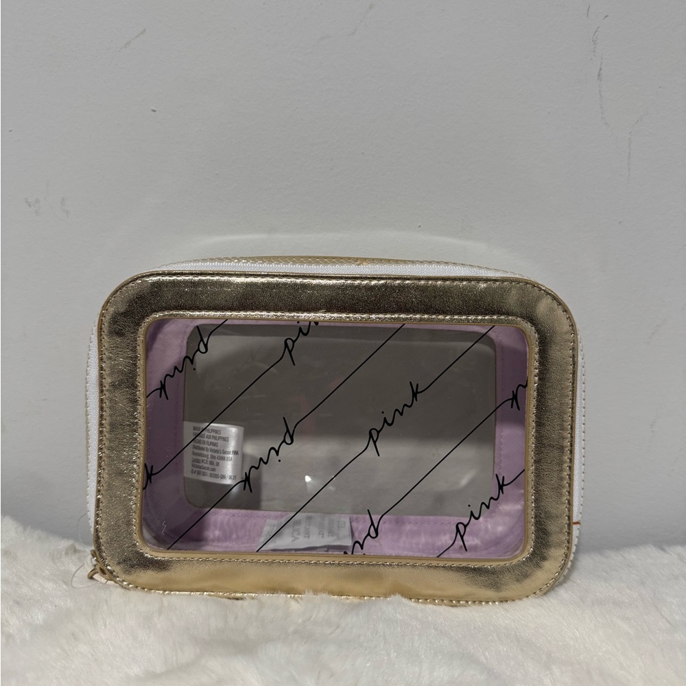 Victoria Secret Pink Gold and Purple Transparent Pouch/ Makeup Pouch